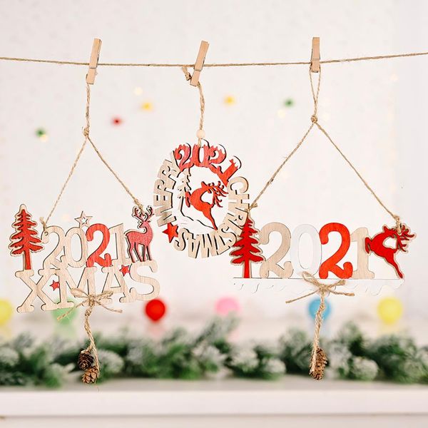

fengrise wooden reindeer tree pendant merry christmas decor for home xmas gifts noel navidad 2020 happy new year 2021