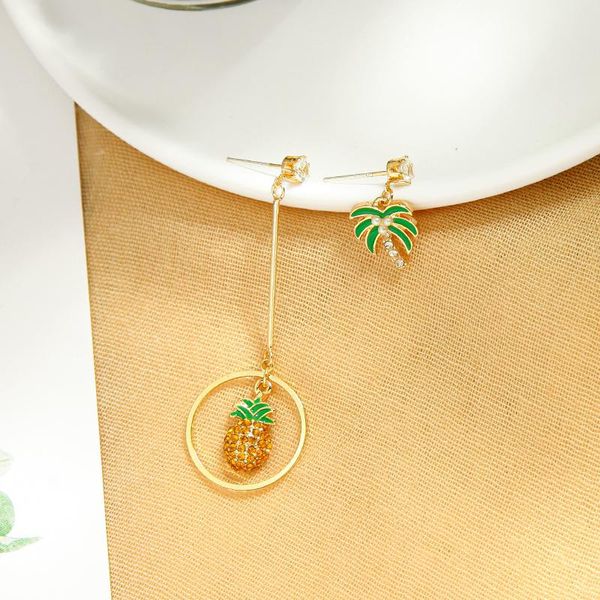 

dangle & chandelier balanbiu beach holiday style drop earrings for women enamel crystal acrylic pearl cute pineapple coconut tree asymmetric, Silver