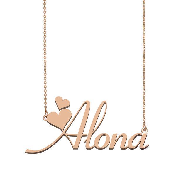 

Alona Custom Name Necklace Personalized Pendant for Men Boys Birthday Gift Best Friends Jewelry 18k Gold Plated Stainless Steel, Silver