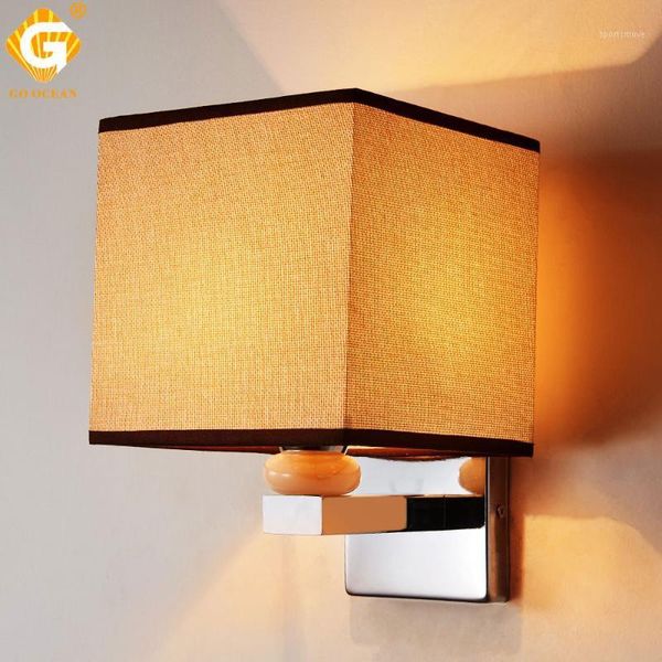 

wall lamp linen fabric light modern metals sconce e27 led bulbs indoor bedroom bathroom mounted home stairs loft reading lamp1