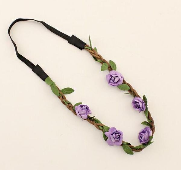 

floral elastic headband wholesale wedding headwear braid boho flower hair accessories for girls sqcrds bdehair, Black;brown