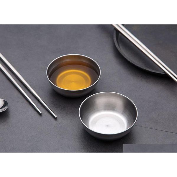 

100pcs stainless steel sauce dish kitchen soy sauce small dish dip plate seasoning bowl connt container 8 jllqlw jjxh