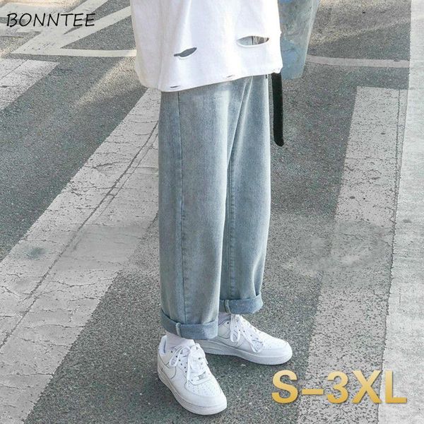

men jeans japanese-style retro leisure straight wide-leg denim trousers oversize 3xl mens all-match street-wear stylish simple kg-518, Blue