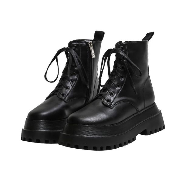 

2021 new boots female ins tide boots female white wild thick-soled short spring and autumn single, Black