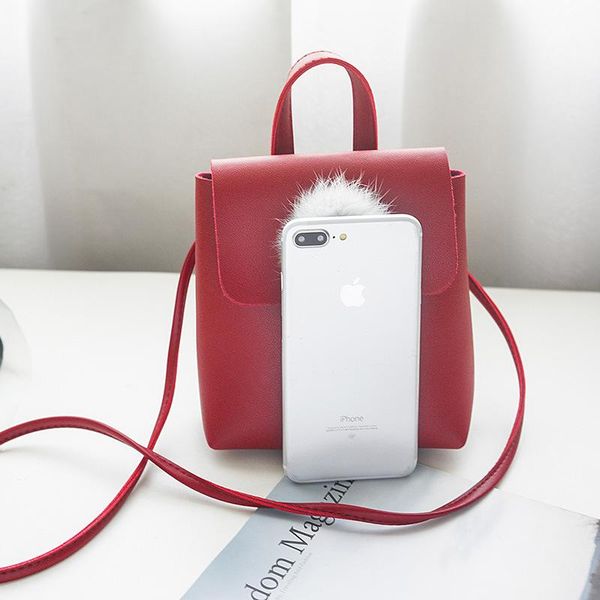 

new style women's bag mini casual small square bag furry ball shoulder messenger phone cool small