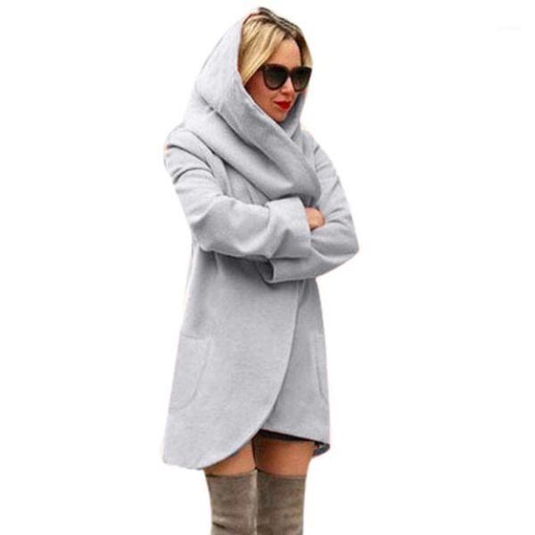 

ostrich woman outerwear & coats fashion women woolen hooded coat loose ladies casual coats and jackets1, Black