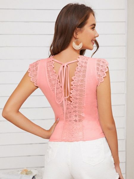 

tie back guipure lace detail b5sr#, White