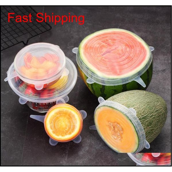 

home 6 pcs/ set universal food sile cover reusable sile caps stretch lids for cookware food pot kit qylpve yh_pack