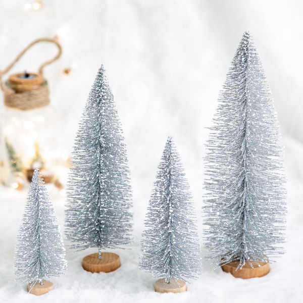 

silver christmas table small flocking tree table decoration christmas girl heart table decoration