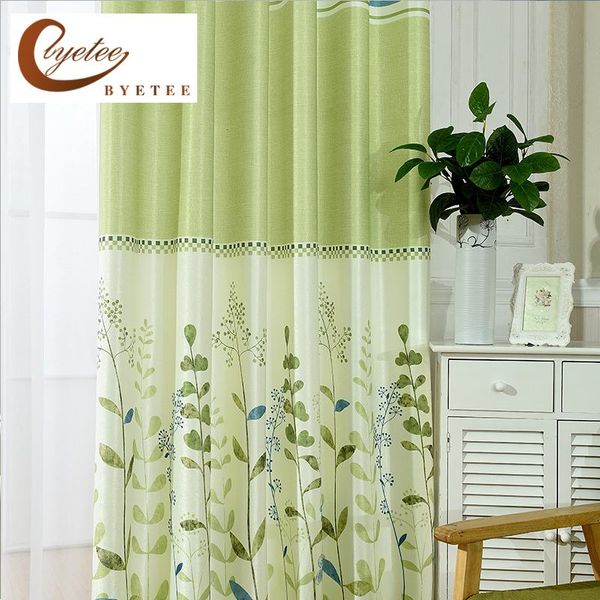 

curtain & drapes [byetee] bedroom blackout green curtains pastoral printing window fabric customization for living room