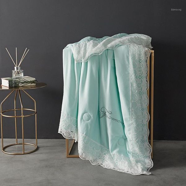 

spring and summer solid color summer quilt lace can washable twill thin quilt polypropylene fabric romantic princess style1