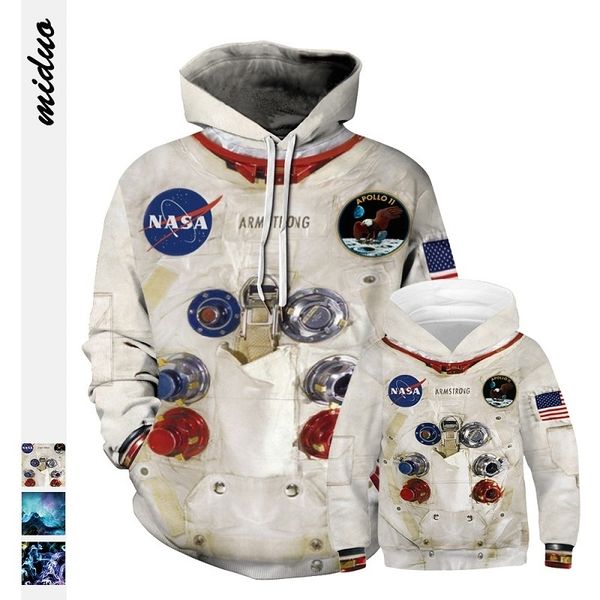 

daddy son sweaters father and kids baby boys hoodies family look astronaut universe space clothes family matching sweatshirts y200713, Blue