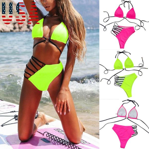 

2020 women's biquini push up bikini set swimwear bra bandage swimsuit beach bathing suit beachwear, White;black