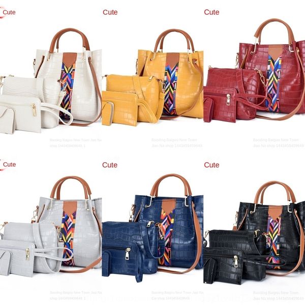 

n4wtm huanujiao women's bag shoulder new fashion of belt children's and mother's shoulder three piece ribbon ribbon set color