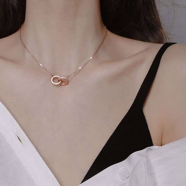 

high level necklace women's simple flash diamond pendant, Silver