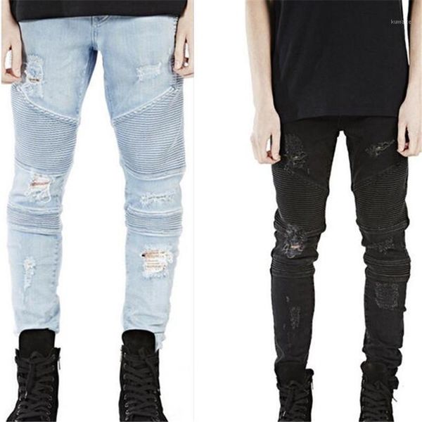 

wholesale-new mens hip hop swag biker jeans true ripped destroyed skinny slim fit black blue fashion style clothing