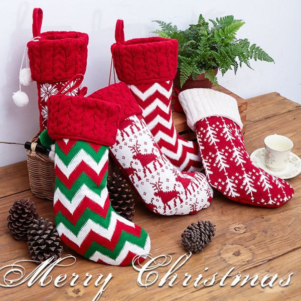 

stocking gift wrap christmas tree ornament for kids candy bag packaging socks xmas home party decoration60pcst1i2366