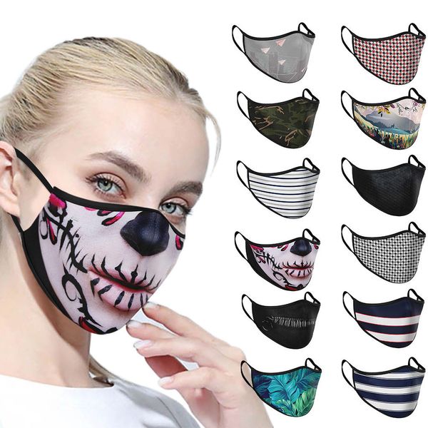 

cycling skull print facemask fashion design dust proteccion mouth mask reusable washable sports masks mascarillas #m