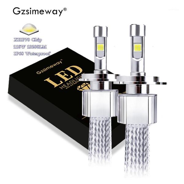 

2pc super h4 led h7 auto led headlight xhp70.2 110w 13200lm 9005 3 9006 4 9012 d2h d1s h8 car lighting replacement fog lamps1