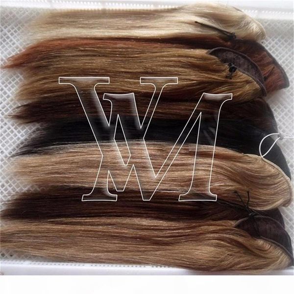 

european russian brazilian human natural hair girls color #99j magic wrap ponytail straight horsetail blonde virgin no shedding, Black