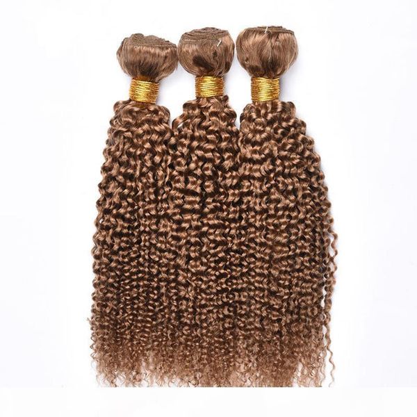 

new arrive brazilian honey blonde human hair bundles 27# colored kinky curly human hair extension brazilian virgin hair weaves, Black