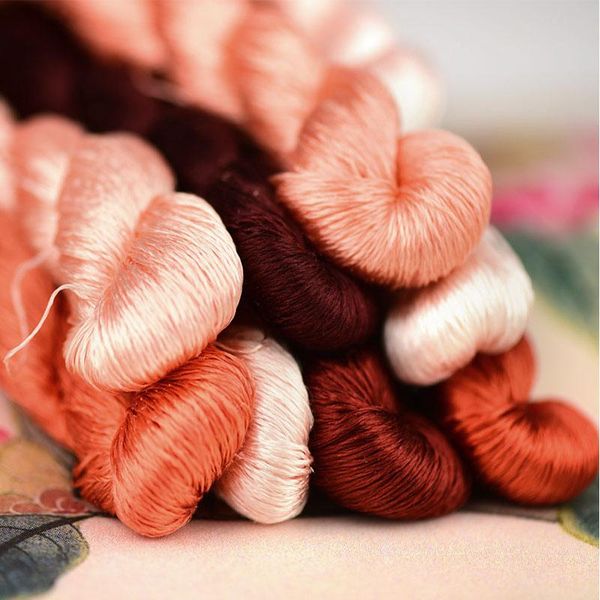 

yarn 100% silk thread hand embroidery embroider cross stitch 1pcs 400m dark orange series 13 pure colors, Black;white