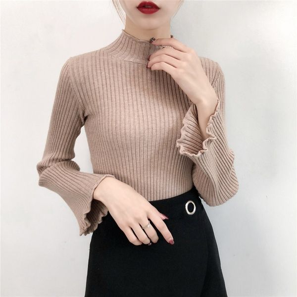 

южная корея 2020 новая весна половина высокий воротник женщин пуловер sweatertop sweaterpullover основывая свитер женщин свитер расширяющаяс, White;black