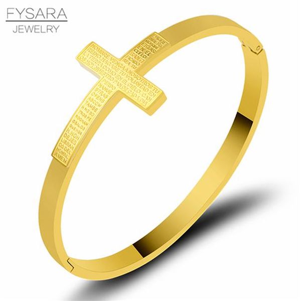 

fysara 3 color gold bible scripture cross bangle bracelet for women men jewelry christian jewelry lection prayer bracelets sqcvty, Black