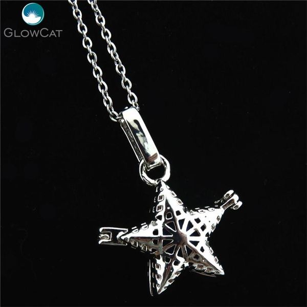 

k112 silver five star точка диффузор медальон ожерелье девушки pearl кейдж стали цепи аромат эфирное масло диффузор locket jllzzk yy_dhhome, Black