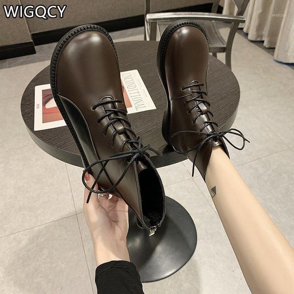 

2021 autumn winter new style boots women british style high plus velvet flat shoes boots short women1, Black
