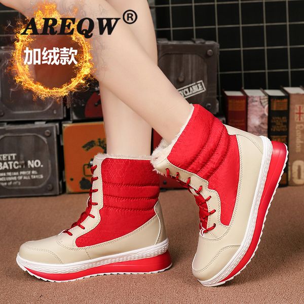 

new winter plus velvet thick high-women's boots snow boots ladies cotton shoes large size 1026, Black