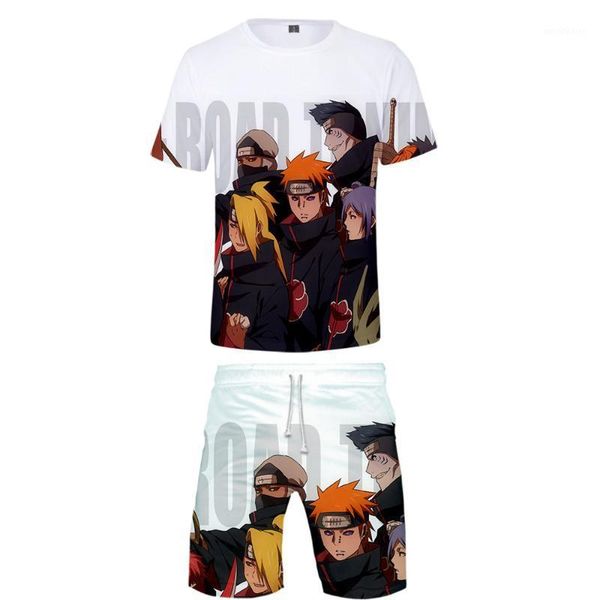 

men's tracksuits naruto 3d printed women/men two piece set fashion summer t shirts+ casual shorts 2021 arrival harajuku streetwear clot, Gray
