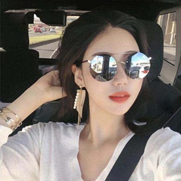 

sunglasses women fashion round sun glasses female luxury metal frame cute ladies pink mirror lens eyeglasses pilot shades, White;black