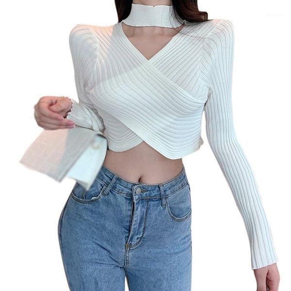 

autumn new women sense cross hollow halterneck sweater clothes fashion 1, White;black