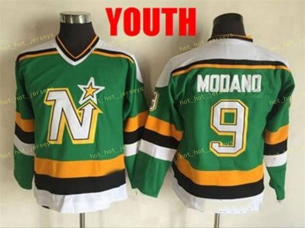 

youth minnesota north stars vintage 9 mike modano hockey jerseys kids vintage stars mike modano stitched jersey green cheap, Black;red