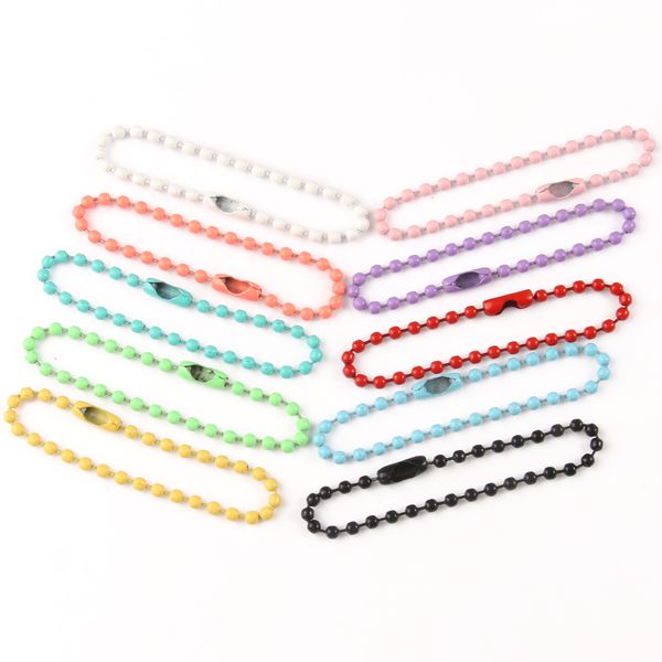 

20pcs 12cm length colorful ball bead chains fits keyring key chain dolls label hand tag connector diy jewelry making accessories, Blue;slivery