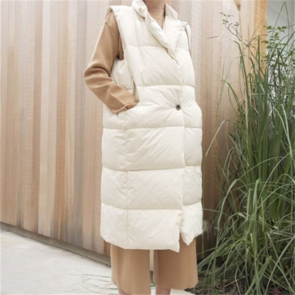 

2021 new fashion womens down cotton waistcoat long vest quilted coat outwear warm winter plus size ma1 57fp, Black;white