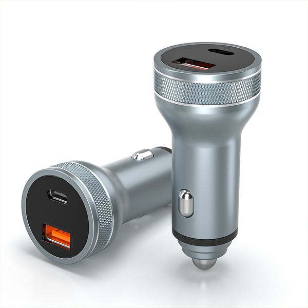 

dual port usb-c qc3.0+pd 36w 4.8a metal alumium alloy digital display car charger for iphone 12 11 pro max samsung huawei