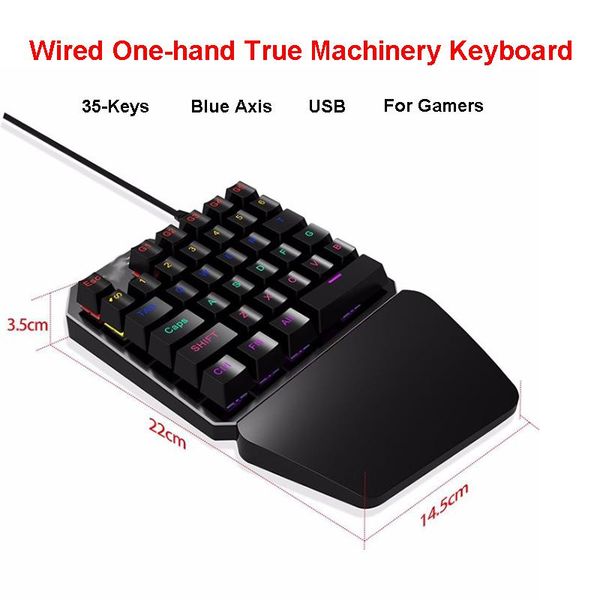 

one-handed metal mechanical gaming keyboard rgb backlit portable mini 35 keys gaming keypad game controller for pc gamer