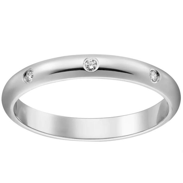 

18k au750 white gold ring lovers wedding anniversary engagement ring 0.03 real diamond classic trendy romantic simplicity, Golden;silver