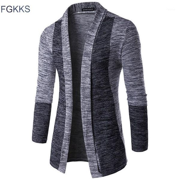 

fgkks 2020 brand-clothing spring cardigan male fashion quality cotton sweater men casual gray redwine mens sweaters1, White;black