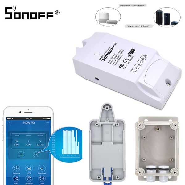 

smart automation modules sonoff pow r2 15a 3500w wifi switch remote control power meter/comsumption enery monitoring work with google home a
