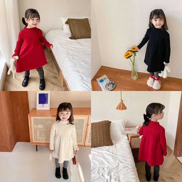 

aimo beibei girls' knitted children's foreign princs skirt rabbit cashmere core spun yarn wool drs, Red;yellow