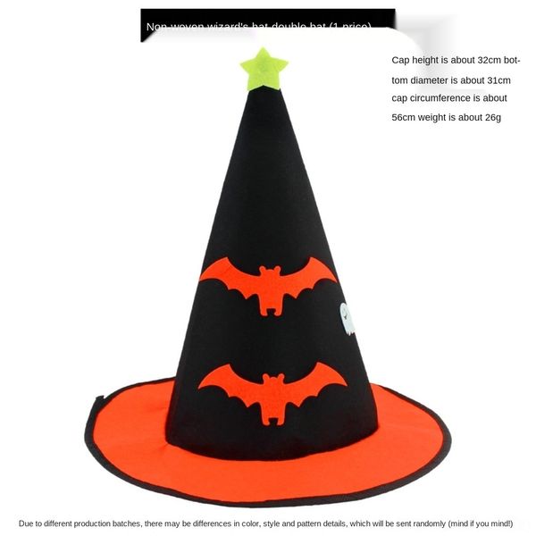 

atkwt halloween non-woven prop headdress ghost decoration headdress day props witch non-woven pumpkin hat pointed angle hat vg5u5