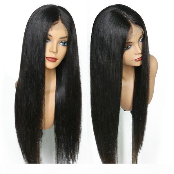 

4x4 lace closure wig straight for black women glueless full end virgin brazilian pre plucked 4x4 lace front human hair wigs cheap, Black;brown