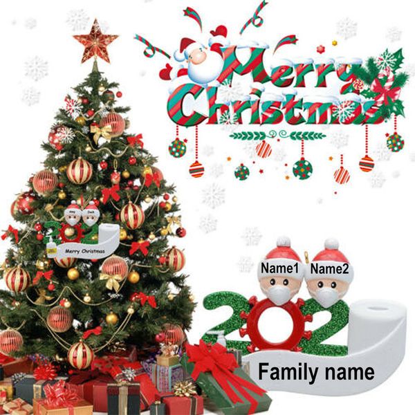 

es 2020 quarantine party christmas decoration gift santa claus with mask personalized xmas tree ornament all series