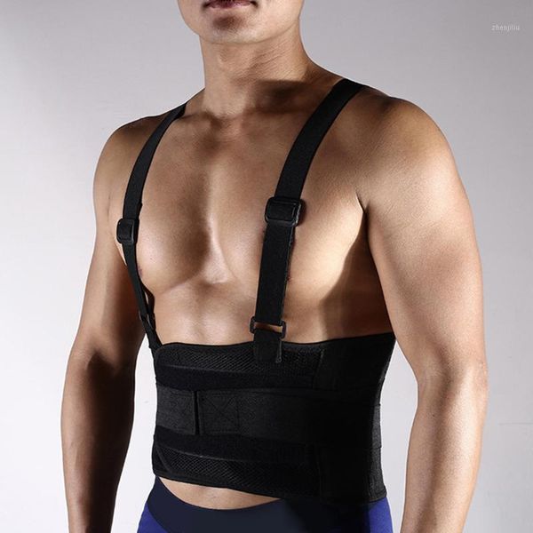 

waist support breathable lower back brace lumbar belt with suspensions weightlifting protect straps1, Black;gray