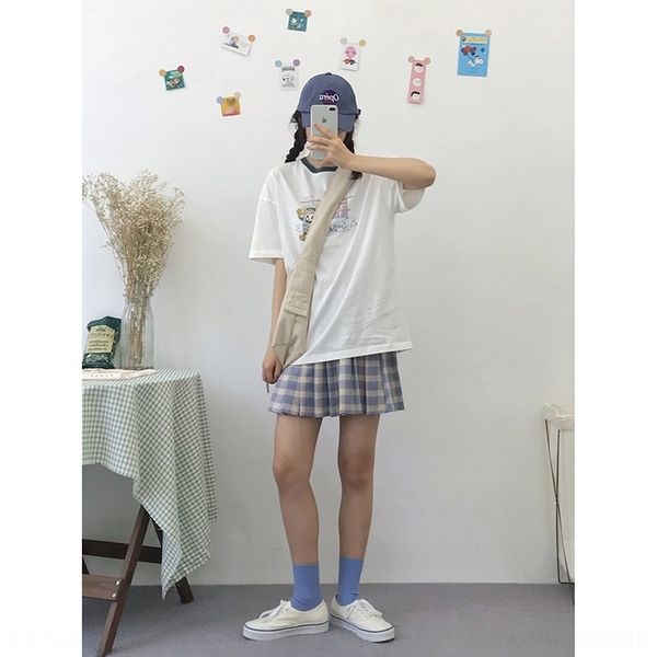 

frdhy t2288 and round neck funny print short contrast loose sleeve thin knitting tee women t-shirt t-shirt summer 2020 d33pw, White