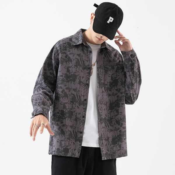 

2021 new brand spring autumn long sleeves collar print korea style shirt for men's clothes in3y, White;black