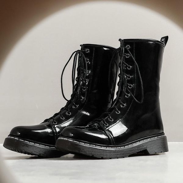 

boots autumn winter women flat ankle fashion lace up motorcycle ladies shoes black red beige